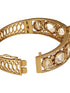 Gold Polish Ruby Red Kundan Mossanaite Tilak Shaped Openable Kada Bracelet