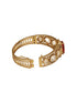 Gold Polish Ruby Red Kundan Mossanaite Tilak Shaped Openable Kada Bracelet