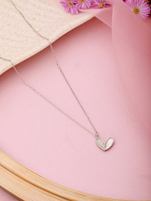 925 Sterling Silver CZ Studded Butterfly Charms Dainty Pendant Necklace & Chain