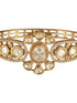 Gold Polish White Kundan Mossanaite Studded Floral Openable Kada Bracelet