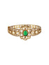Gold Polish Green Emerald Kundan Mossanaite Studded Floral Openable Kada Bracelet