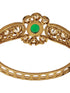 Gold Polish Green Emerald Kundan Mossanaite Studded Floral Openable Kada Bracelet