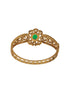 Gold Polish Green Emerald Kundan Mossanaite Studded Floral Openable Kada Bracelet