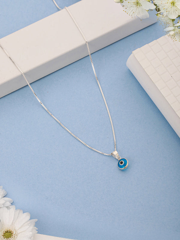 925 Sterling Silver Minimal Dailywear Evil Eye Locket Necklace & Chain
