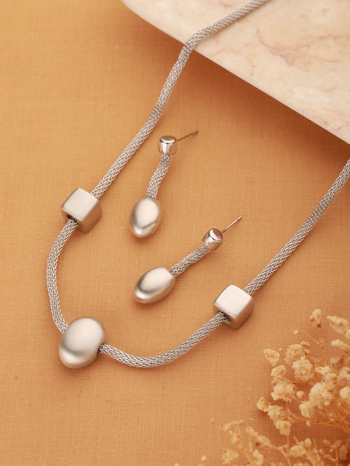 Anti-tarnish Silver Toned Trendy Chain Jewelry Set