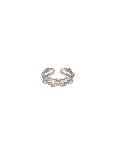 SARAF TRENDZ Anti-tarnish Silver-Plated CZ Stones-Studded Minimal Band Finger Ring
