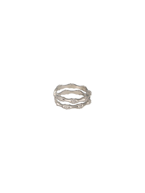 SARAF TRENDZ Anti-tarnish Silver-Plated CZ Stones-Studded Minimal Band Finger Ring