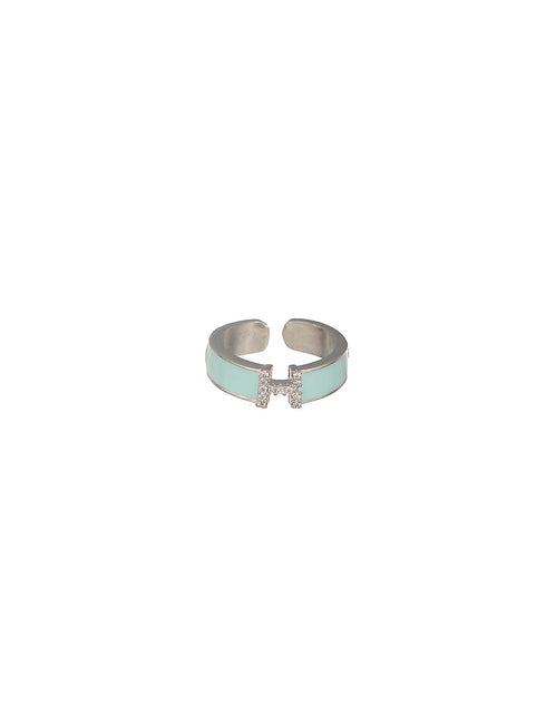 SARAF TRENDZ Anti-tarnish Silver Plated American Diamond-Studded Finger Ring