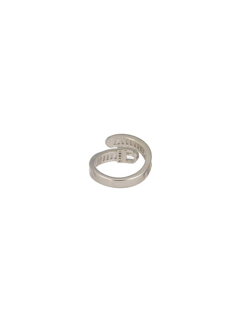 SARAF TRENDZ Silver Plated CZ-Studded Adjustable Finger Ring