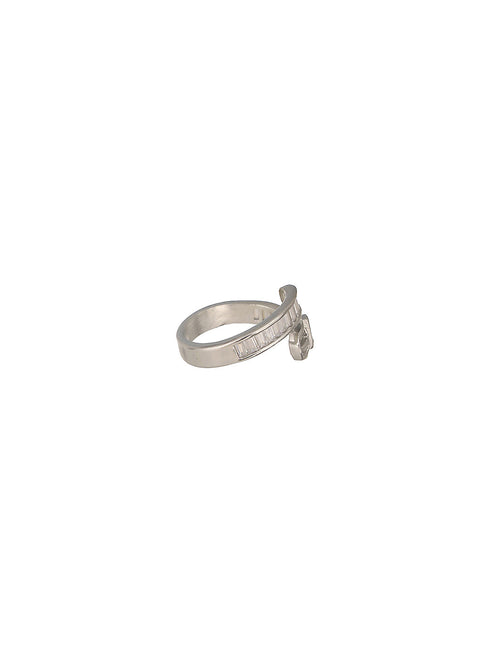 SARAF TRENDZ Silver Plated CZ-Studded Adjustable Finger Ring