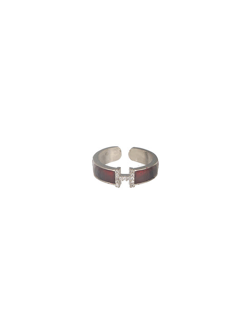 SARAF TRENDZ Silver-Plated AD Stone Studded Anti-Tarnish Finger Ring