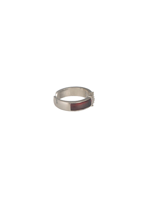 SARAF TRENDZ Silver-Plated AD Stone Studded Anti-Tarnish Finger Ring