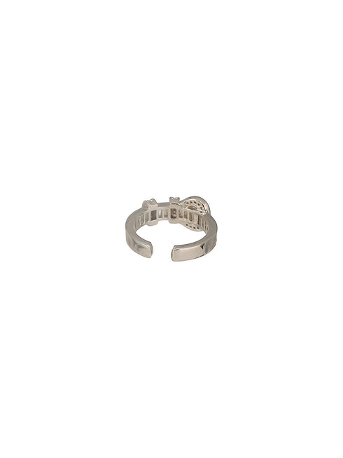 SARAF TRENDZ Anti-tarnish Silver Plated CZ Stone Studded Buckle Design Finger Ring