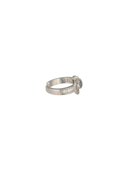 SARAF TRENDZ Anti-tarnish Silver Plated CZ Stone Studded Buckle Design Finger Ring