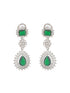 Silver Toned Emerald Green Studded Statement Pendant Jewellery Set