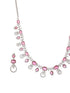 White Rhodium Red Ruby Studded Leaf Design Statement Jewellery Set