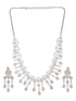 Silver Toned AD Studded Luxe Designer Necklace Jewellery Set