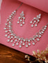 Silver Toned AD Studded Luxe Designer Necklace Jewellery Set