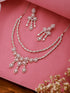 Rose Gold Toned Zircon Studded 2 - Lined Layered Statement Necklace Jewellery Set
