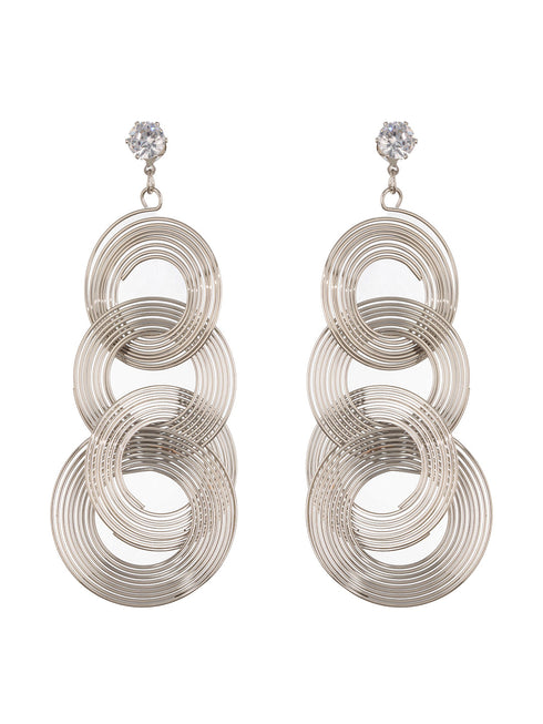 Anti-Tarnish Silver Plated Circular Drop Earrings