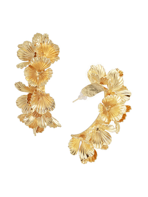 Anti-Tarnish Gold Plated Quirky Statement Hoops Earrings