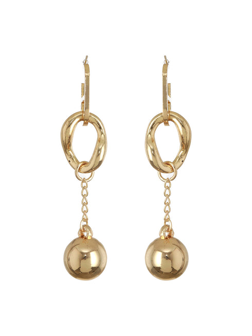 Anti-Tarnish Gold Plated Rope Ball Drop Earrings
