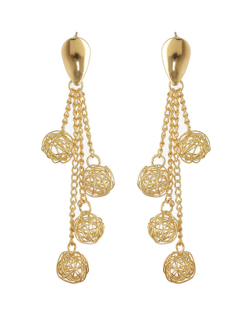 Anti-Tarnish Gold Plated Mesh Ball Drop Dangler Earrings