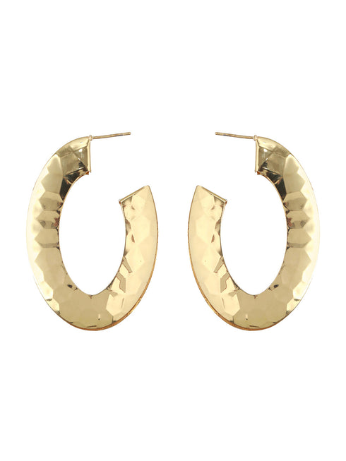 Anti-Tarnish Gold Plated Hammered Casual Hoop Earrings