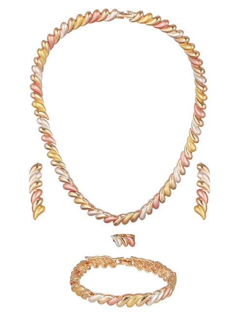 Anti-Tarnish 18k Gold Plated Choker Chunky Statement Combo Jewelley Set