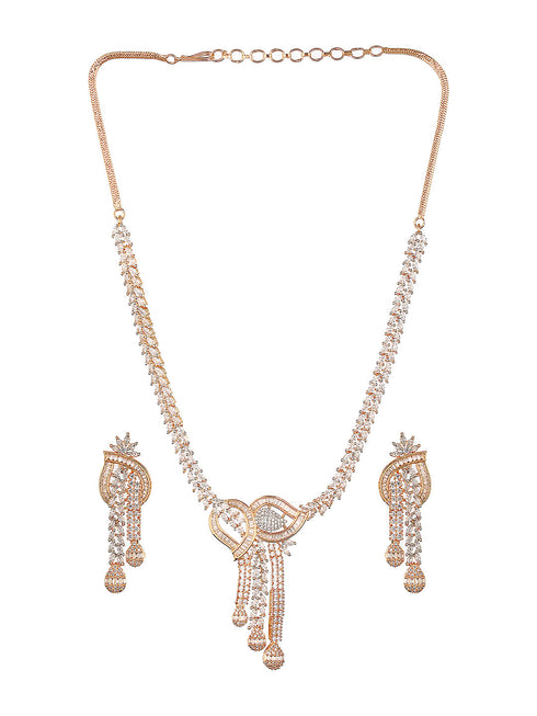 Dual Toned Gold Plated AD Studded Mango Design Luxe Statement Necklace Jewellery Set