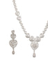 Silver Plated Zircon Studded Heart Shaped Designer Pendant Jewellery Set