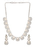 Silver Toned AD & Pearl Studded Floral Statement Necklace Jewellery Set