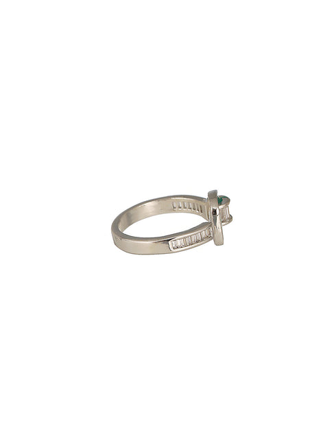 SARAF TRENDZ Anti-tarnish Silver Plated AD Studded Enamelled Finger Ring