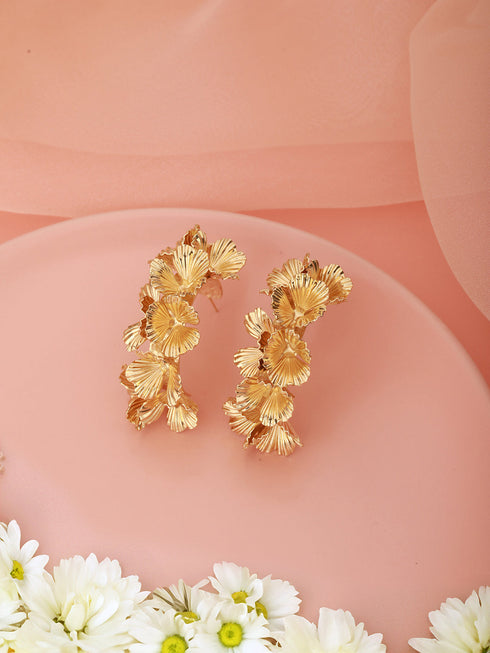 Anti-Tarnish Gold Plated Quirky Statement Hoops Earrings