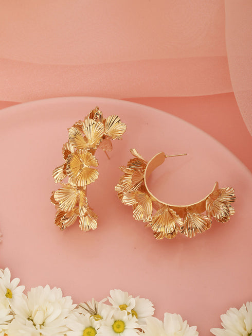 Anti-Tarnish Gold Plated Quirky Statement Hoops Earrings
