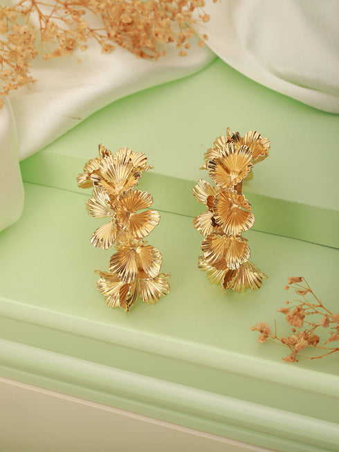 Anti-Tarnish Gold Plated Quirky Statement Hoops Earrings