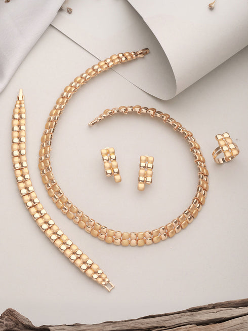 Anti-Tarnish 18k Gold Plated Ball Statement Combo Jewellery Set