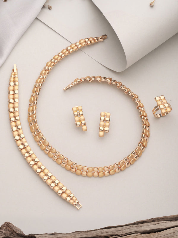 Anti-Tarnish 18k Gold Plated Ball Statement Combo Jewellery Set