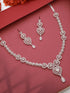 Silver Plated Zircon Studded Heart Shaped Designer Pendant Jewellery Set
