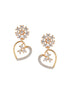 18k Gold Toned AD Studded Floral Heart Shaped Minimal Necklace Jewellery Set