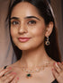 Gold Toned Emerald Green AD Studded Statement Link Pendant Jewellery Set