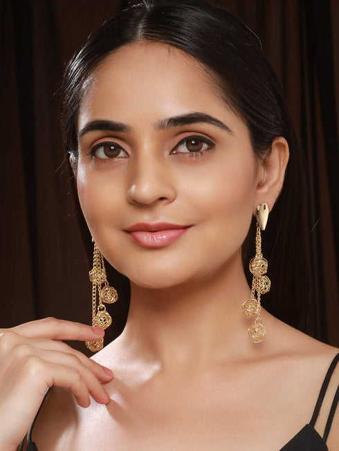 Anti-Tarnish Gold Plated Mesh Ball Drop Dangler Earrings