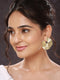 Anti-Tarnish Gold Plated Fan Shaped Disc Studds Earrings
