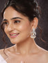 Silver Toned AD & Faux Pearl Studded Designer Chandelier Chandbali Dropdown Earrings