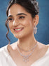 Rose Gold Toned Zircon Studded 2 - Lined Layered Statement Necklace Jewellery Set