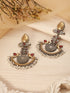 Silver Oxidised Dual Toned Bird Motif Tribal Boho Look Lightweight Chandbali Dangler Earrings