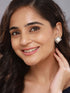 Silver Plated Faux Pearl Studded Square Statement Studds Earrings