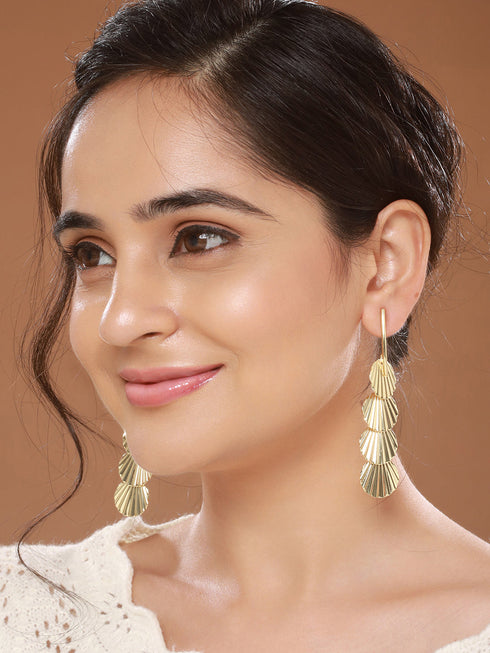 Anti-Tarnish Gold Plated Geometric Drop Down Eaarings