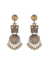 Silver Oxidised Dual Toned Deer Motif Tribal Dangler Chandbali Statement Earrings