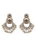 Silver Oxidised Dual Toned Pearl Beaded Floral Filigree Statement Chandbali Earrings